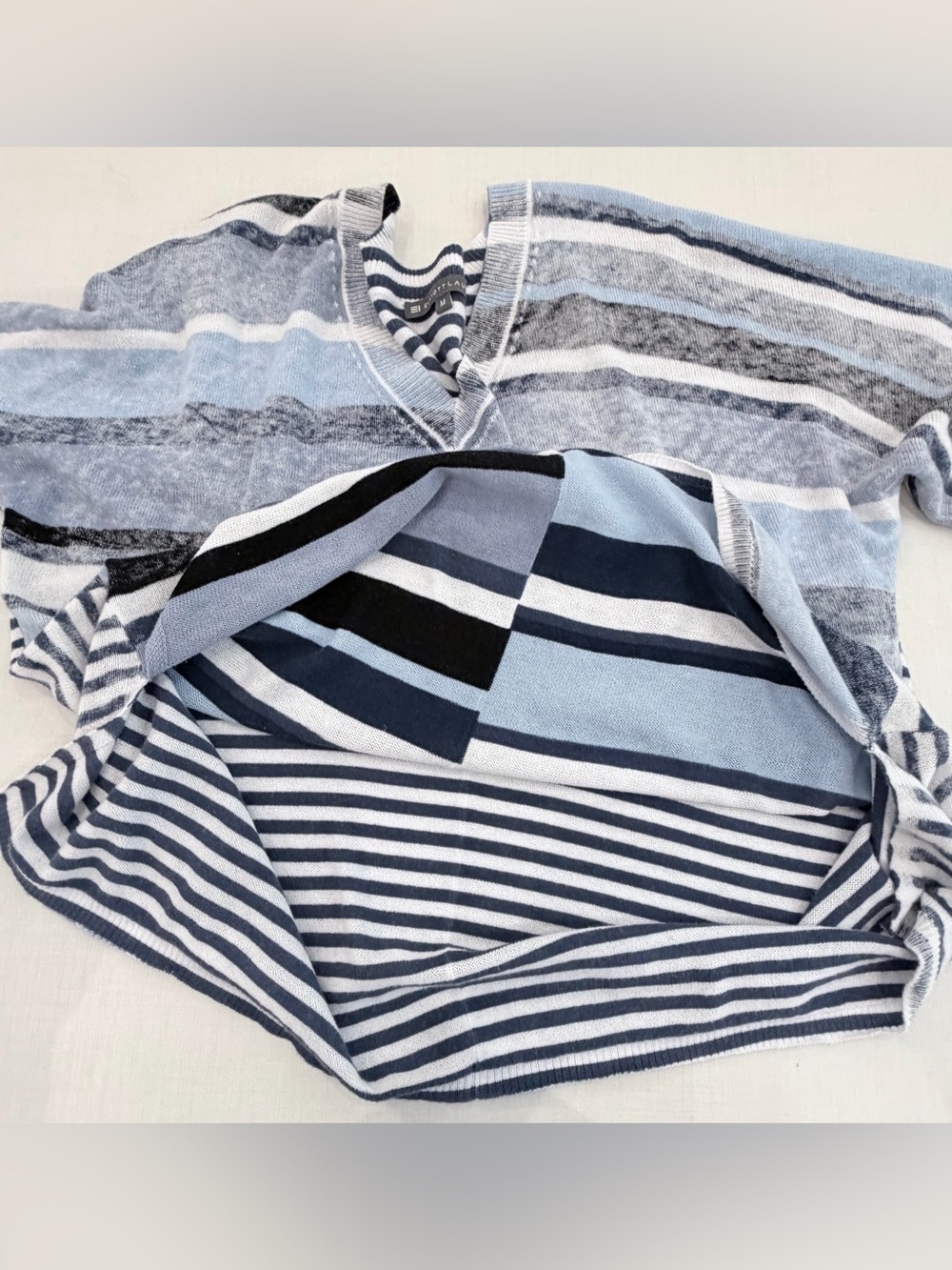 Elliott Lauren Lightweight Sweater Slouchy Blue Stripe 100% Cotton - M - Picture 7 of 11